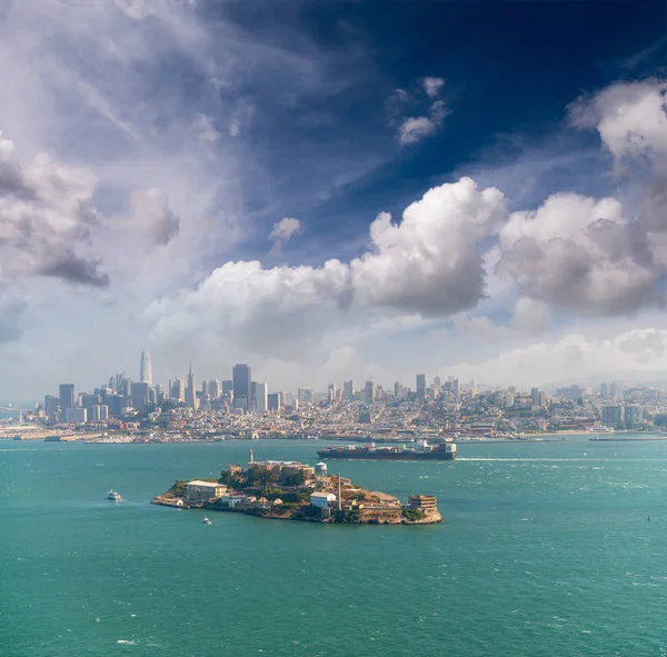 Vue Aérienne Île Alcatraz Depuis Hélicoptère San Francisco — Photo