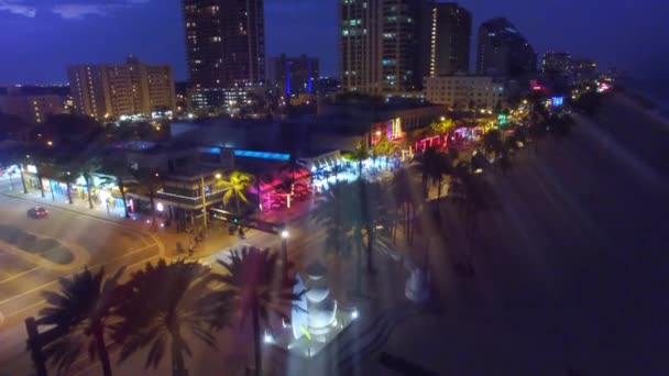 Urbane Szenenaufnahmen Der Schönen Miami Stadt Bei Nacht — Stockvideo