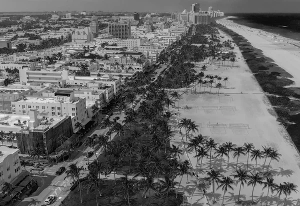 Panoramic View Miami Beach Park Ocean Drive Seen Drone — Stock Photo, Image
