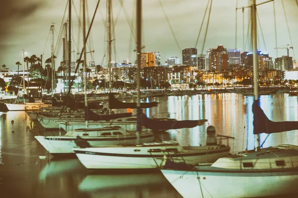 San Diego Vacker Natt Skyline Från Stadens Hamn Båtar Och — Stockfoto