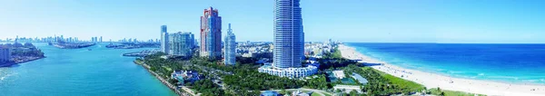 Miami South Pointe Воздушная Панорама Заката — стоковое фото