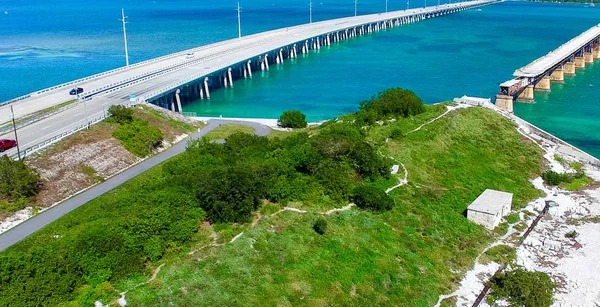 Vue Aérienne Bahia Honda State Park Bridges Floride États Unis — Photo