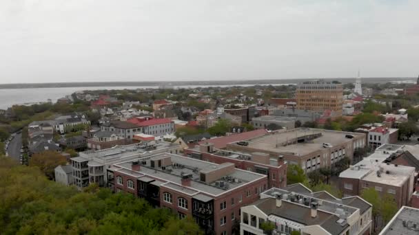 Panoramisch Zonsondergang Luchtfoto Van Charleston Park South Carolina — Stockvideo