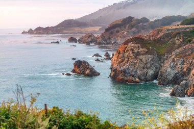 Big Sur, California güzel kıyı şeridi manzara yaz sezonu.