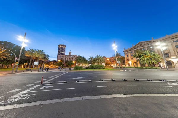 Straßen Von Barcelona Bei Nacht Spanien — Stockfoto