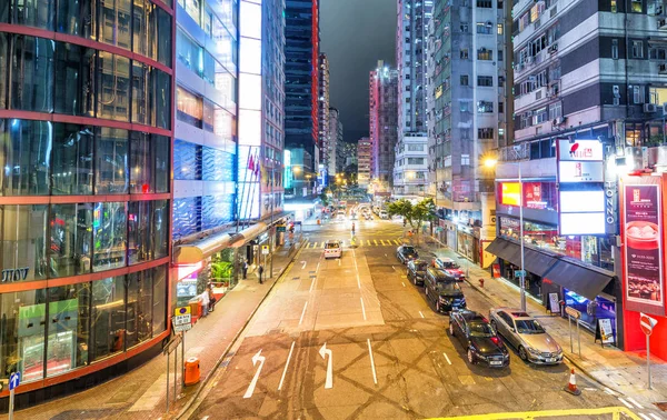 Hong Kong Kwiecień 2014 Miasto Drapaczy Chmur Ruch Nocy Hong — Zdjęcie stockowe