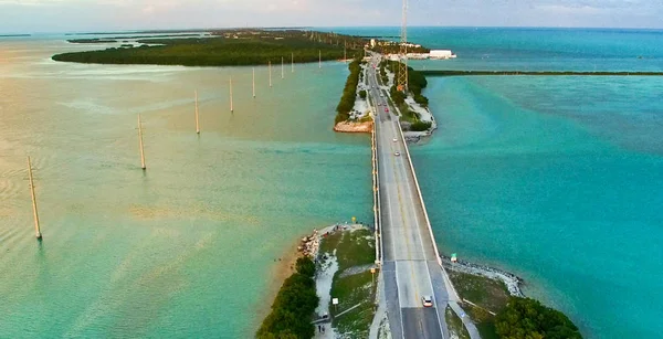 Sonnenuntergang Blick Auf Schlüsselbrücke Islamorada Florida — Stockfoto