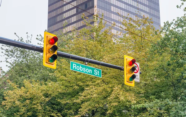 Robson Street Znamení Centru Vancouveru Kanada — Stock fotografie