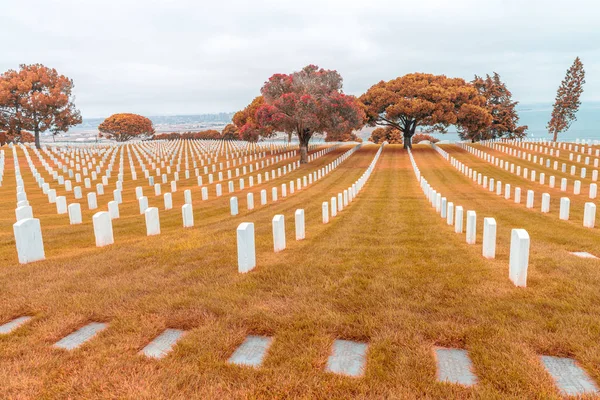 Cimitero Americano Classico All Aperto Nella Stagione Autunnale — Foto Stock