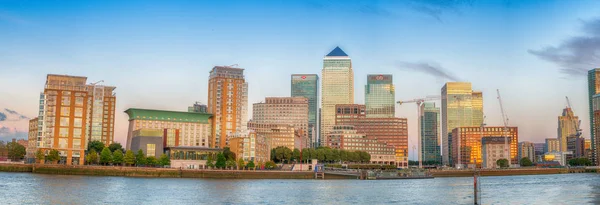 London September 2016 Solnedgång Panoramautsikt Över Canary Wharf Detta Den — Stockfoto