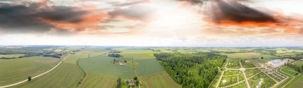 Panoramablick Auf Die Wunderschöne Landschaft Rund Rundale Bei Sonnenuntergang Lettland — Stockfoto