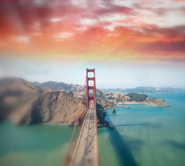 Overhead View Golden Gate Bridge Helikopter San Francisco — Stockfoto