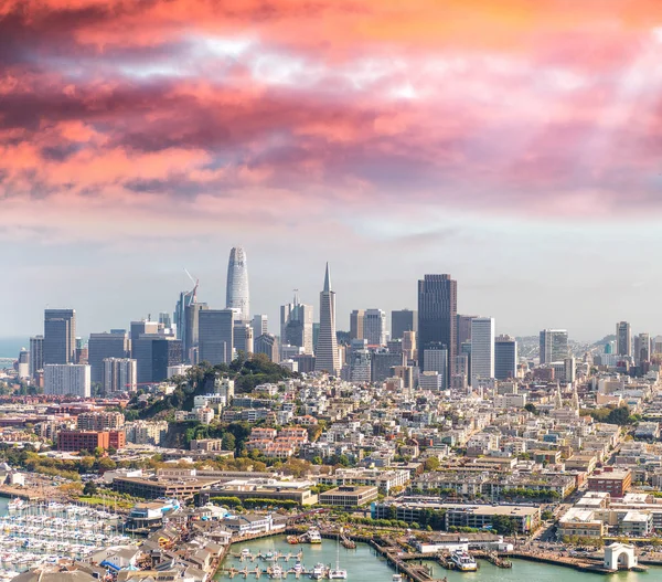 Légi Felvétel San Francisco Városára Pier Egy Szép Nyári Napon — Stock Fotó