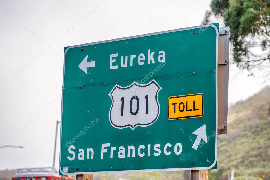 San Francisco interstate directions and road sign.
