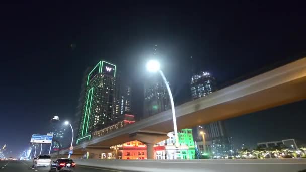 Vista Dei Grattacieli Dubai Marina Auto Movimento Emirati Arabi Uniti — Video Stock