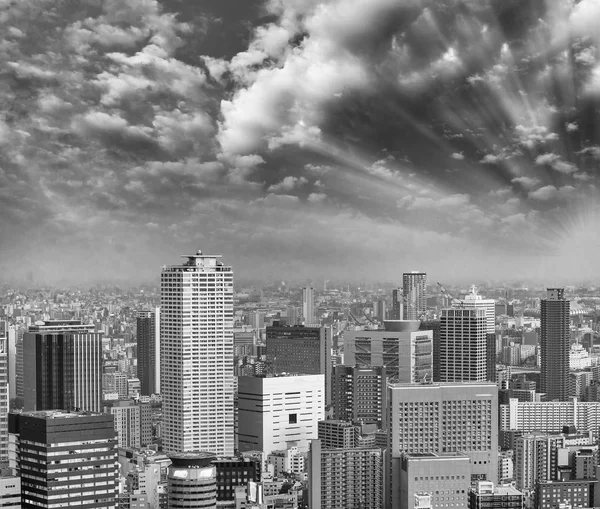 Nachtverlichting Van Osaka Wolkenkrabbers — Stockfoto