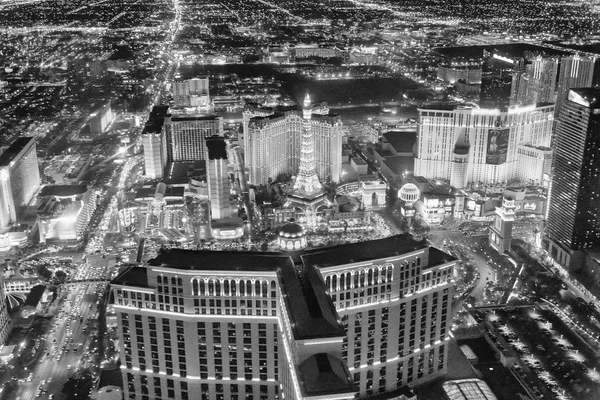Las Vegas Strip Casinos Nuit Depuis Hélicoptère Veilleuses Nevada États — Photo