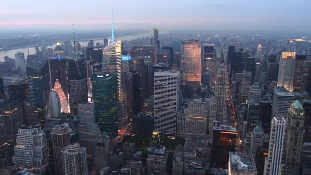 Amazing New York Luchtfoto Bij Zonsondergang Verenigde Staten — Stockvideo