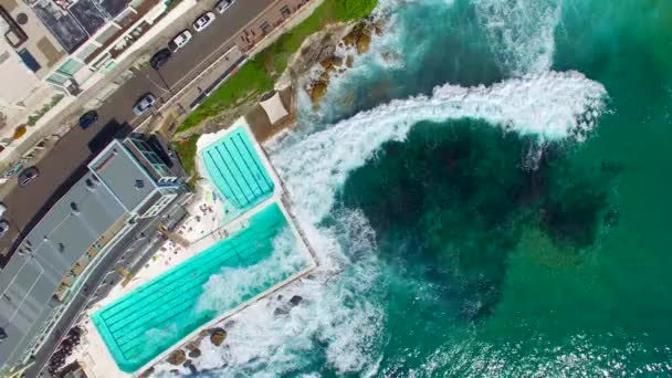 Sydney Bondi Beach Havuzları Avustralya Inanılmaz Hava Görünümünü Video — Stok video
