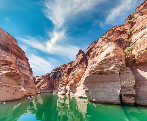 Zonsondergang Van Het Groothoek Van Antelope Canyon Lake Powell Arizona — Stockfoto