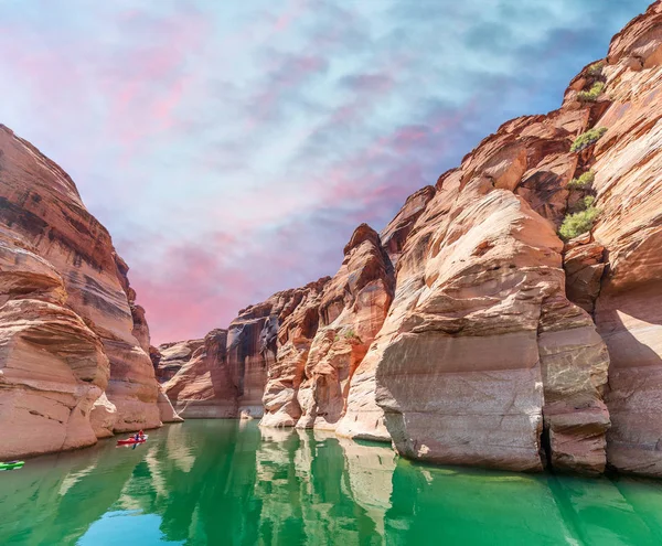 Vista Pôr Sol Ângulo Largo Antelope Canyon Lake Powell Arizona — Fotografia de Stock