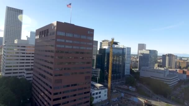 Schöne Luftaufnahme Der Skyline Der Stadt Portland Ist Eine Berühmte — Stockvideo