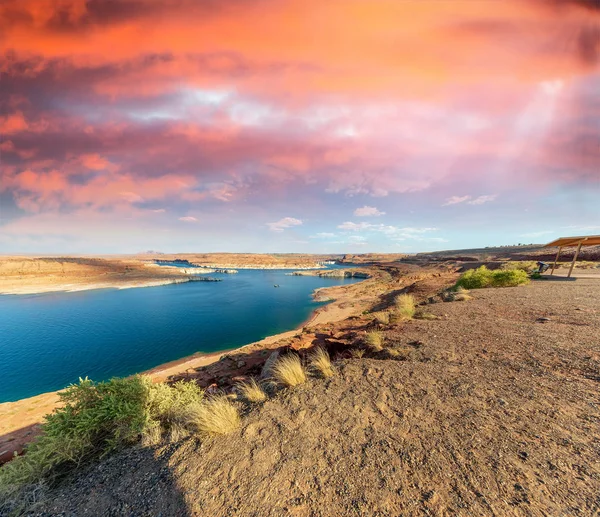 Piękne Kolory Lake Powell Glen Canyon Dam Arizona — Zdjęcie stockowe