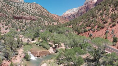 Zion National Park Peyzaj, Utah Hava Panoraması.