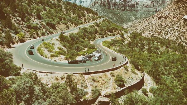 Luchtfoto Van Het Nationaal Park Zion Weg Bergen Utah — Stockfoto