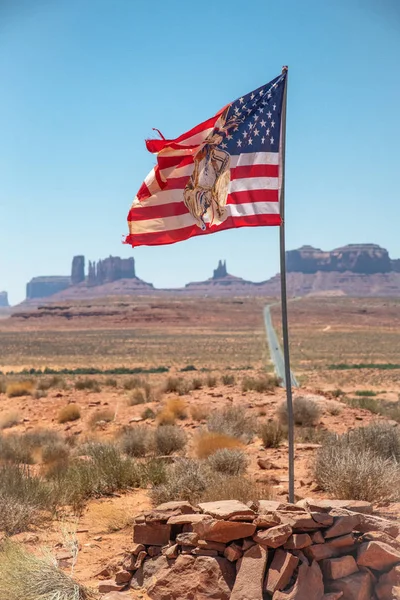 Indian American Flag in Monument Valley, USA.