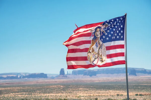 Indian American Flag in Monument Valley, USA.