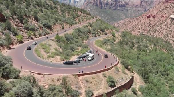 Weg Bergen Van Zion National Park Verenigde Staten — Stockvideo