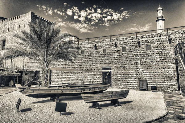 Dubai Museum Met Houten Boten Een Mooie Zonnige Dag Uae — Stockfoto