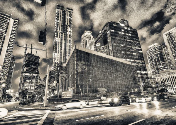 Downtown Miami Tráfego Cidade Noite Flórida — Fotografia de Stock