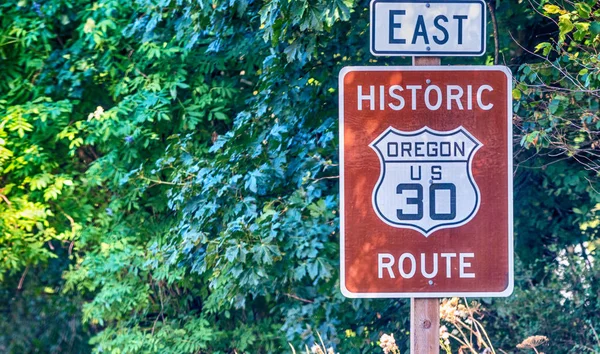 Festői Velünk Útjelzési Oregon Columbia River Gorge Úton — Stock Fotó