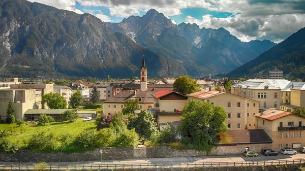 Lienz Österreich Luftaufnahme Der Schönen Alpin Bergstadt — Stockfoto