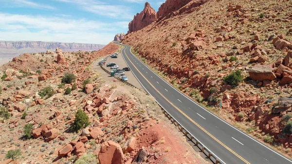 Wunderschöne Straße Durch Erstaunliche Schlucht Luftaufnahme Von Der Drohne — Stockfoto