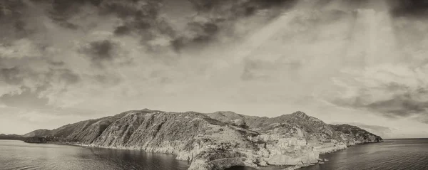 Вид Вертолета Манаролу Высоты Заката Пять Земель Италия — стоковое фото