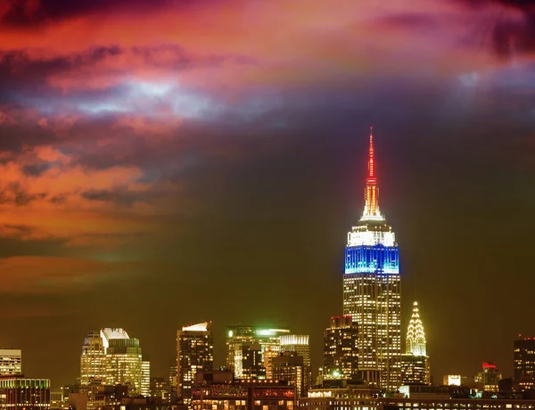 Zonsondergang Van New York Skyline Verenigde Staten — Stockfoto