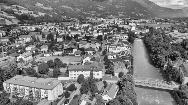 Вид Воздуха Город Лиенц Долину Австрийские Альпы — стоковое фото