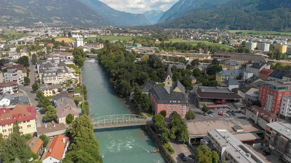 Aerial View Lienz Cityscape Valley Austrian Alps — Stock Photo, Image