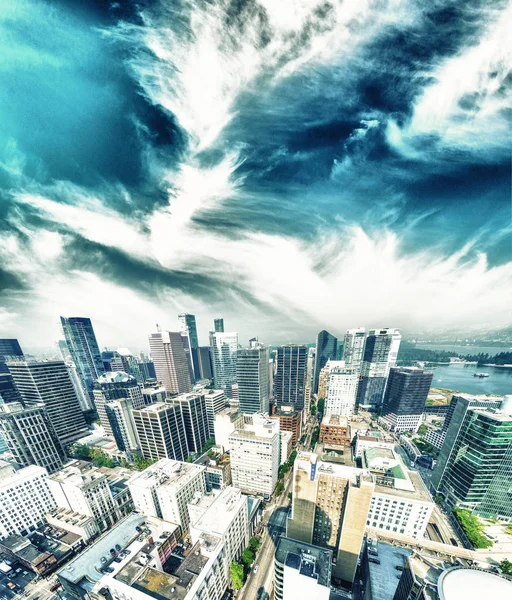 Vancouver Aerial View Sunset Canada — Stock Photo, Image