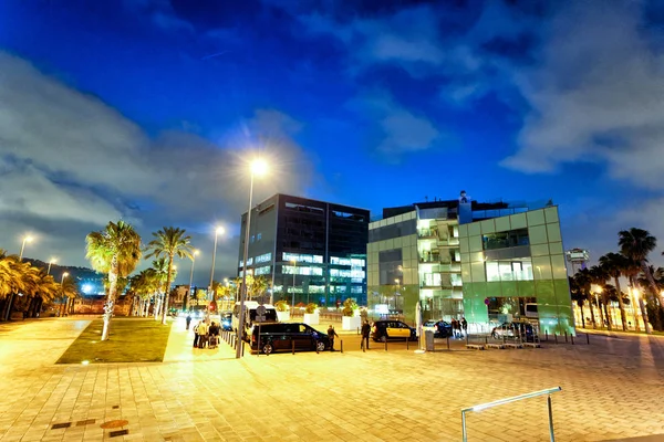 Vista Nocturna Zona Portuaria Barceloneta Barcelona — Foto de Stock