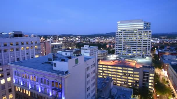 Mooie Luchtfoto Van Skyline Van Stad Portland Een Beroemde Toeristische — Stockvideo