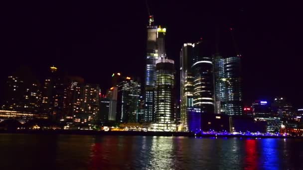 Sydney Noviembre 2015 Darling Harbour Panorama Por Noche Ciudad Atrae — Vídeos de Stock