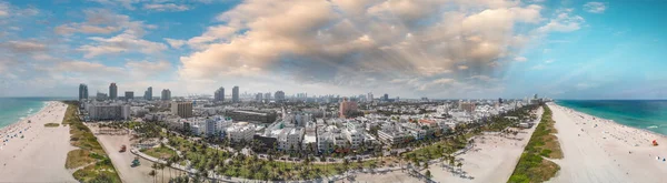 Panoramatický Letecký Pohled Miami Beach Pobřeží Panorama Florida — Stock fotografie