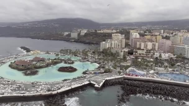 Pandangan Udara Dari Garachico Natural Swimming Pools Tenerife Santa Cruz — Stok Video