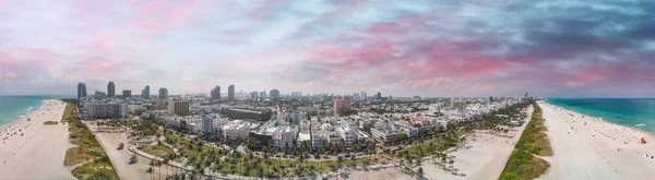 Miami Beach April 2018 Aerial Panoramic View Coastline Cityscape Sunny — Stock Photo, Image