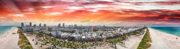 Hava Panoramik Manzarası Florida Miami Beach Kıyı Şeridi — Stok fotoğraf