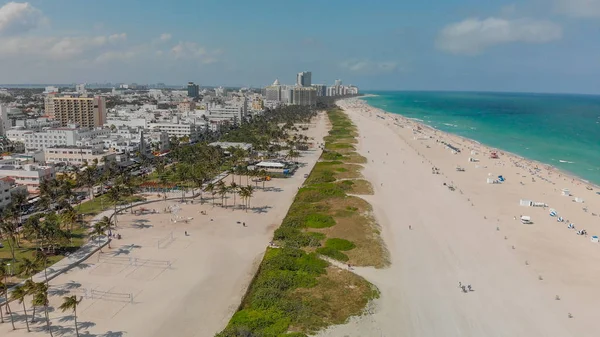 迈阿密海滩天际线 佛罗里达州 春季的空中景观 — 图库照片